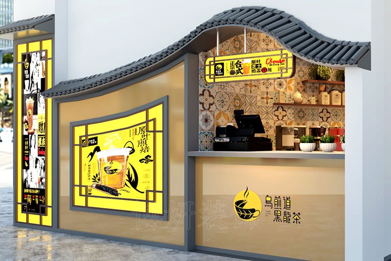 南京个性亮眼奶茶饮品店装修设计方案效果图-南京js4399金沙装饰公司